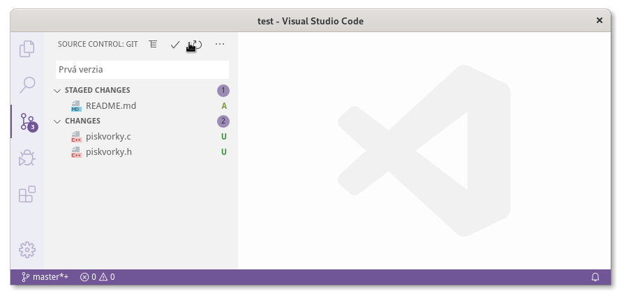 Zaznamenania zmien v editore VS Code