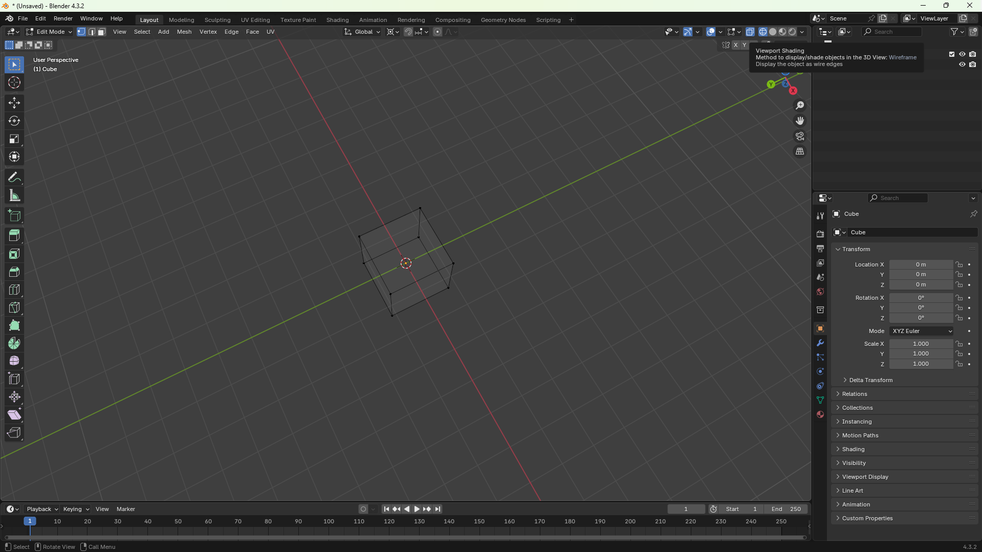 Nastavenie pohľadu na drôtový model