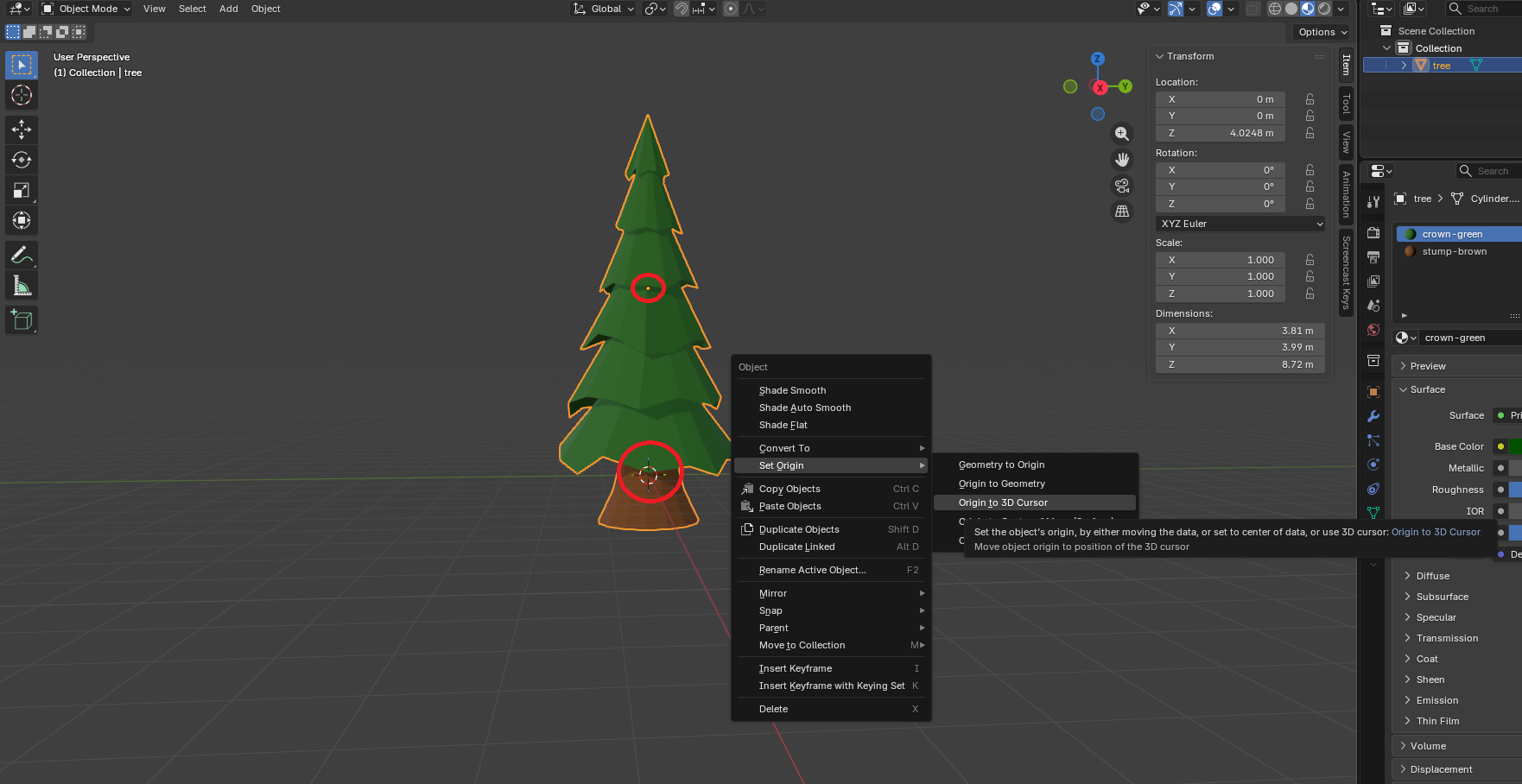 Nastavenie origin geometrie