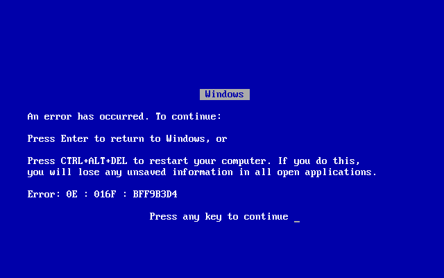 Blue Screen of Death [@wikipediaBsod]