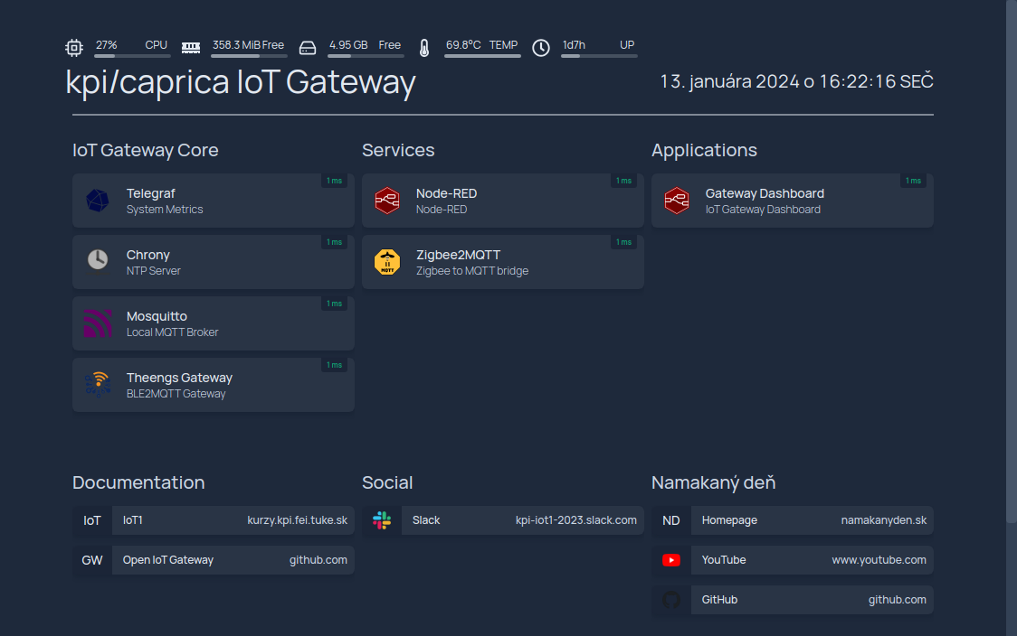 IoT Gateway: Homepage
