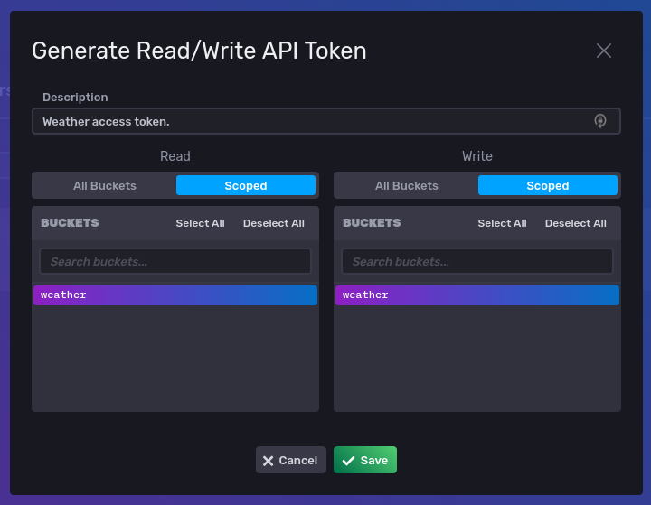 InfluxDB: Vytvorenie token-u