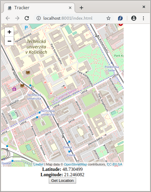 Tracker: mapa okolia