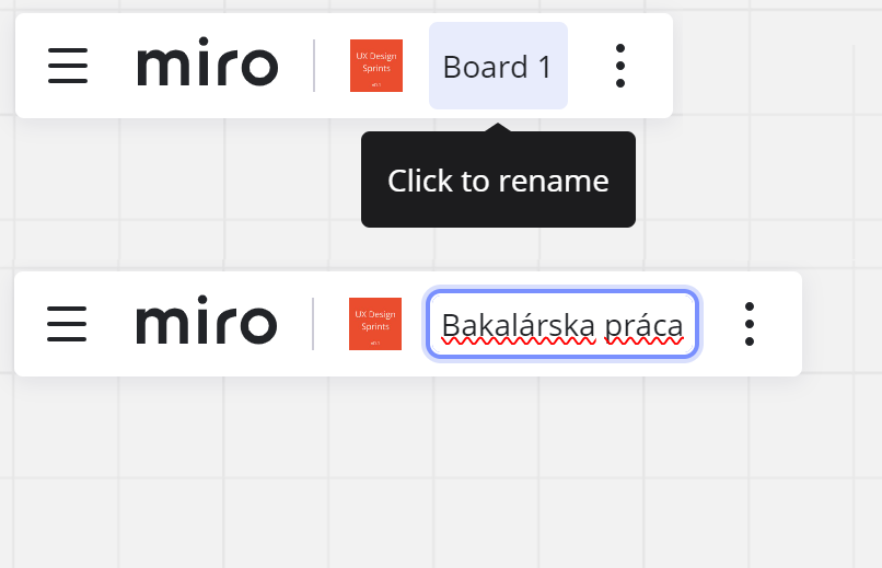 Zmena názvu Boardu